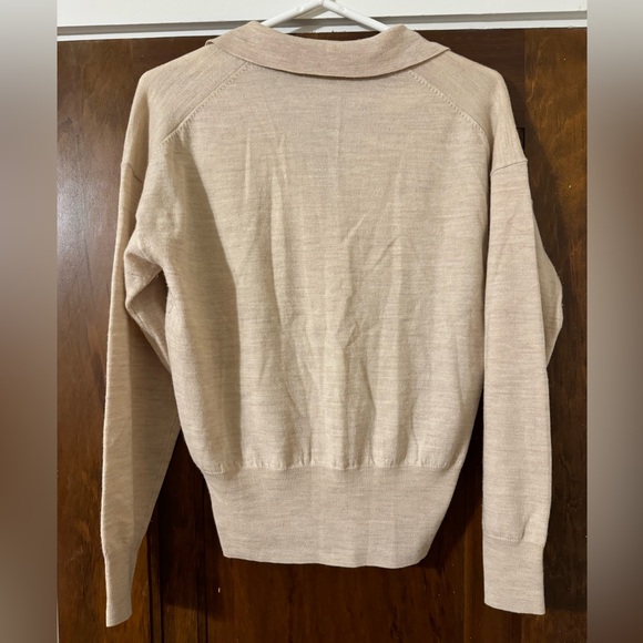 Madewell 100% Merino Wool Polo Sweater - Medium - Oatmeal - Picture 3 of 4